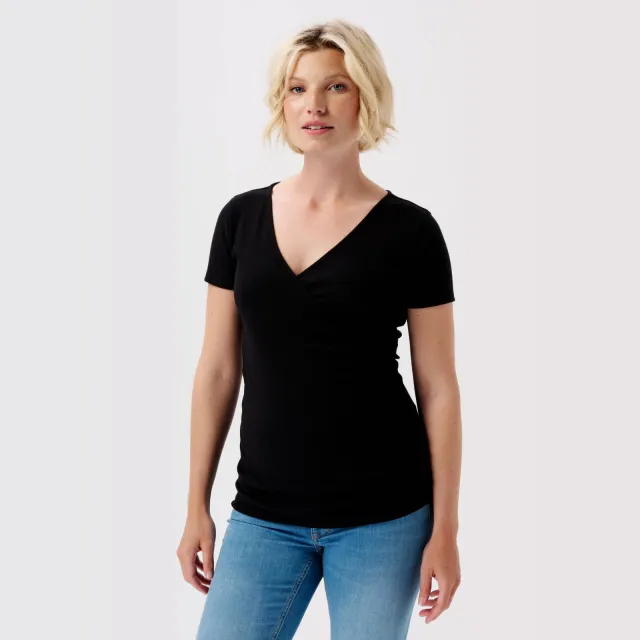 Noppies Sanson ribgebreid zwangerschapsshirt zwart