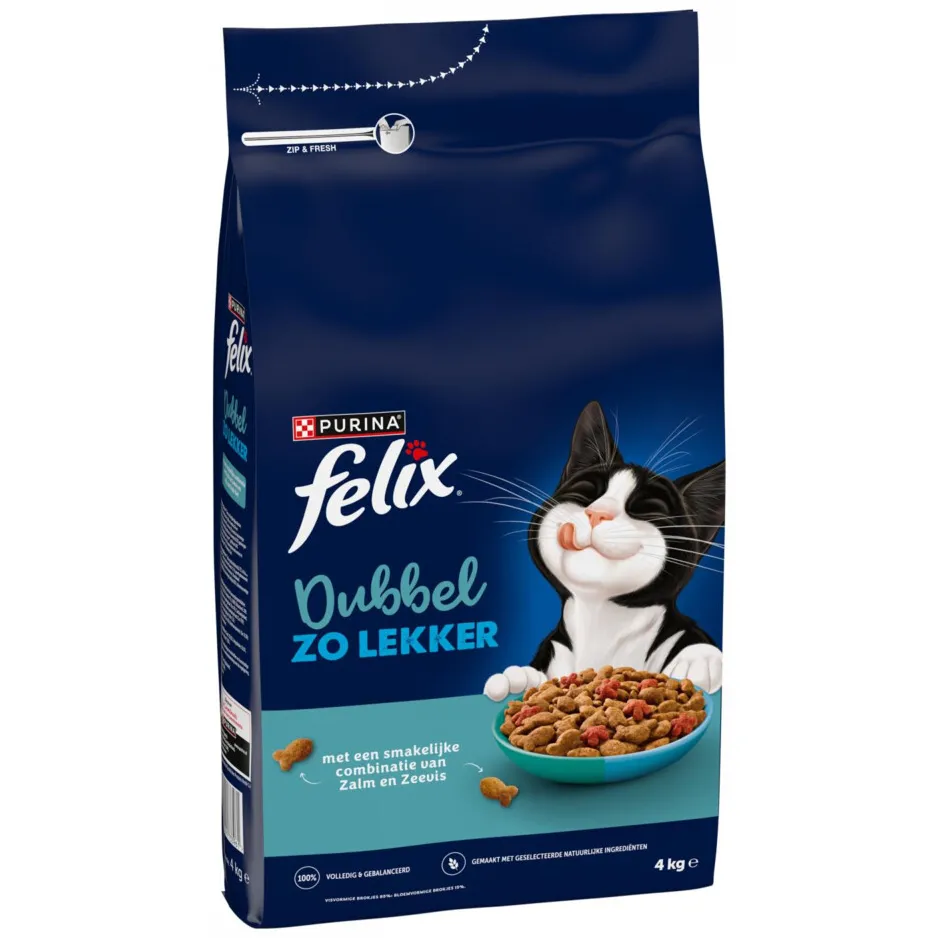 Felix Dubbel Zo Lekker Adult zalm en zeevis kattenvoer droog, foto 2