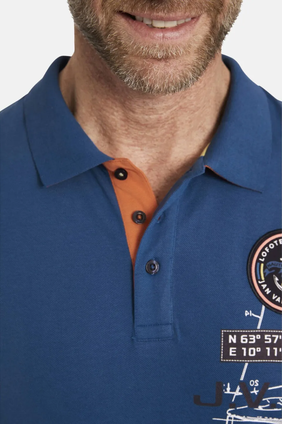 Jan Vanderstorm regular fit polo NICCO Plus Size met printopdruk blauw, foto 6