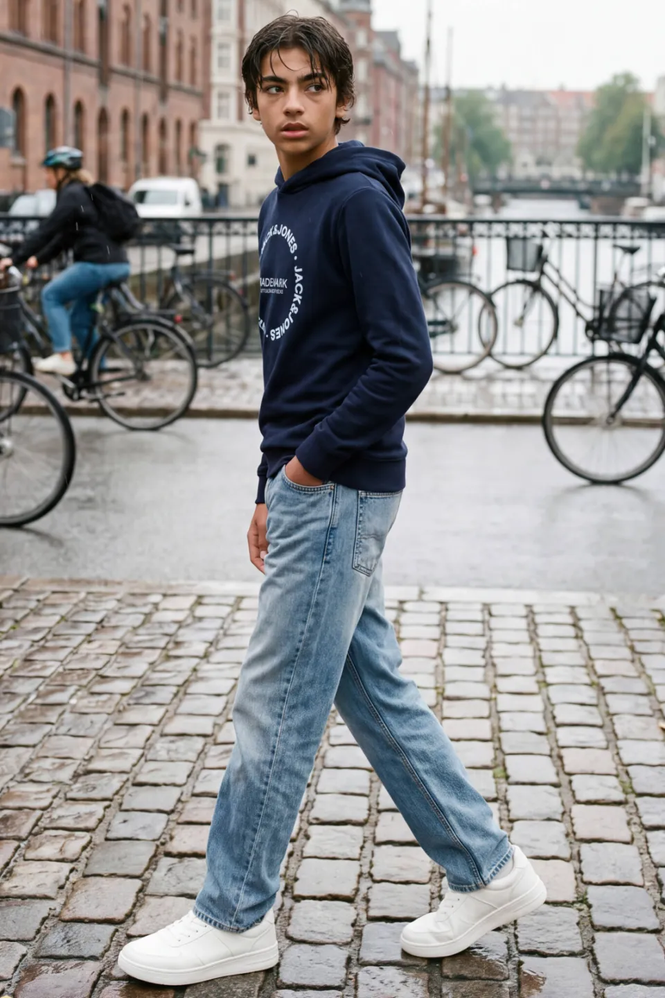 Jack & Jones JUNIOR hoodie met logo - donkerblauw, foto 4
