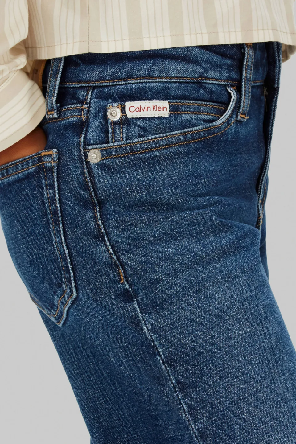 Calvin Klein high waist wide leg jeans dark blue denim, foto 6
