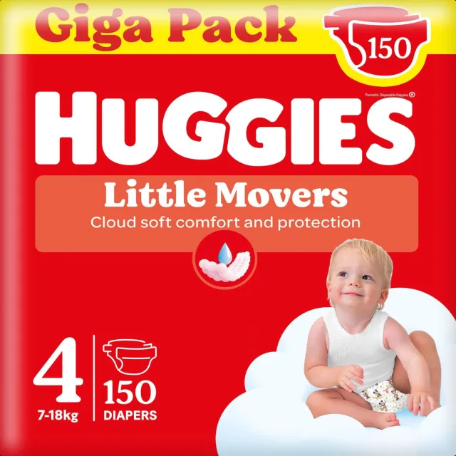 Huggies Little Movers Luiers - maat 4 (7 - 18 kg) - 150 stuks
