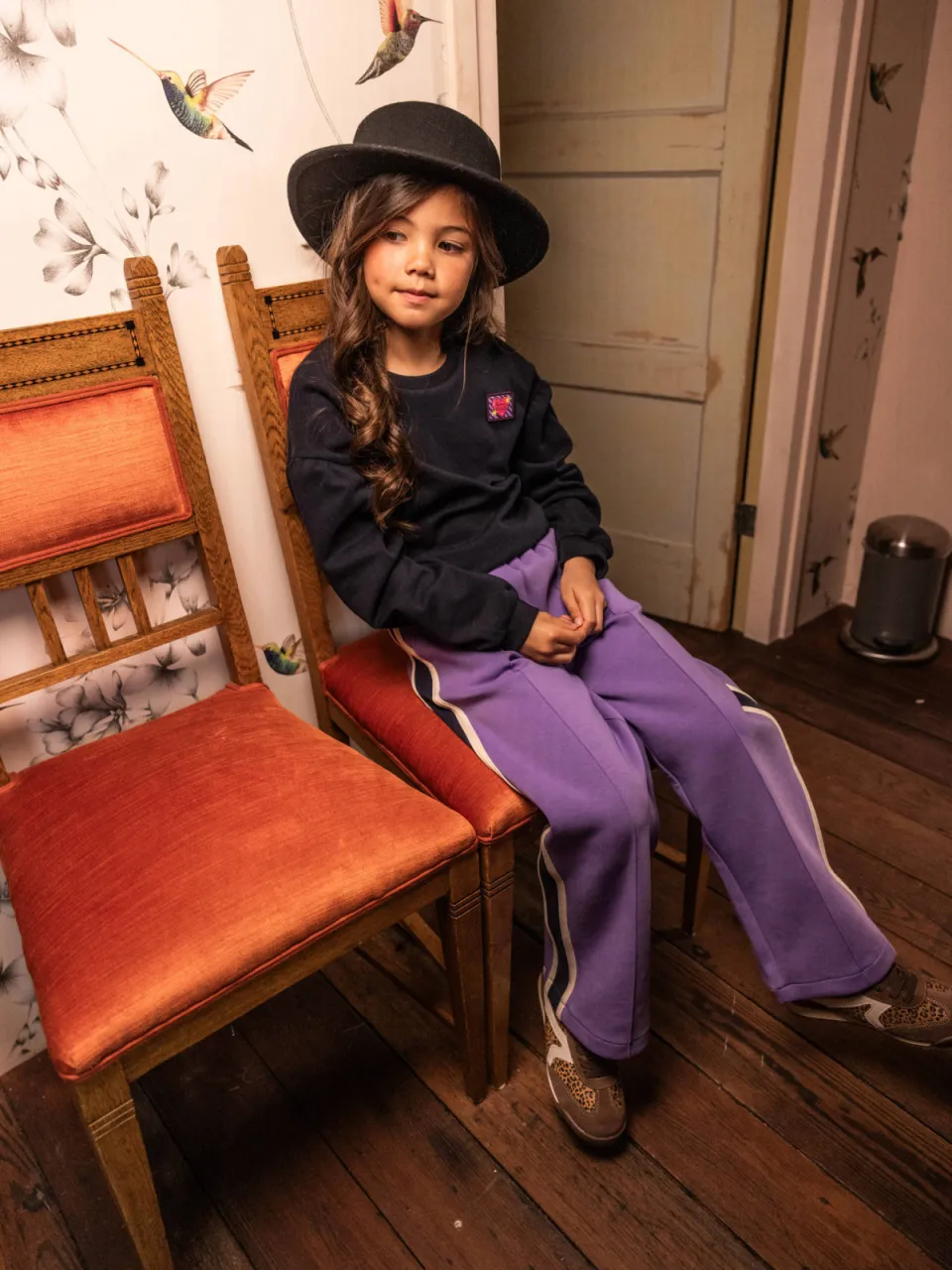 LOOXS little relaxed fit gestreepte broek paars, foto 6