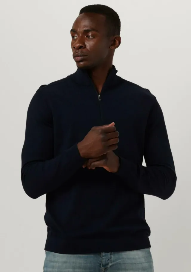 SELECTED MEN Heren Truien & Vesten Slhberg Half Zip Cardigan Noos - Donkerblauw