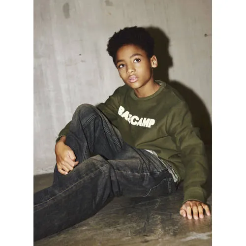 NAME IT KIDS sweater met tekstprint - olijfgroen, foto 4