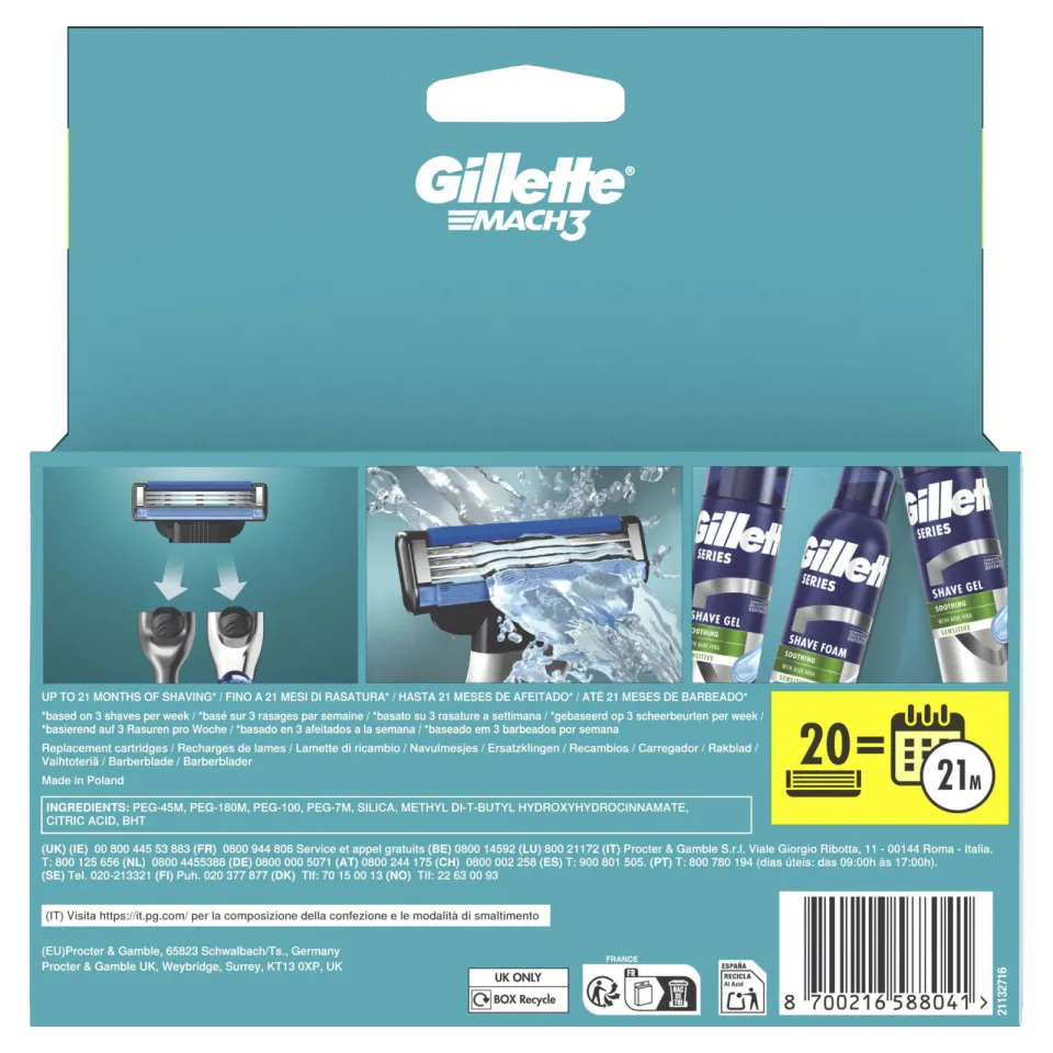 Gillette Mach3 scheermesjes 20 stuks, foto 3