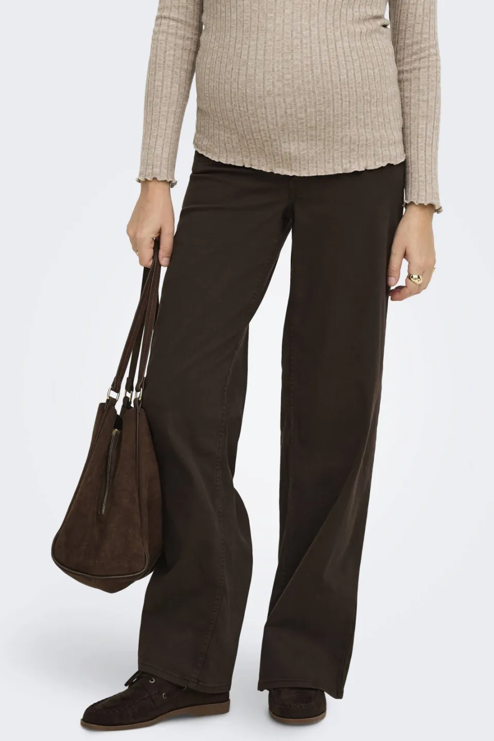 Only MATERNITY Olmmadison high waist wide leg zwangerschapsjeans - donkerbruin, foto 6