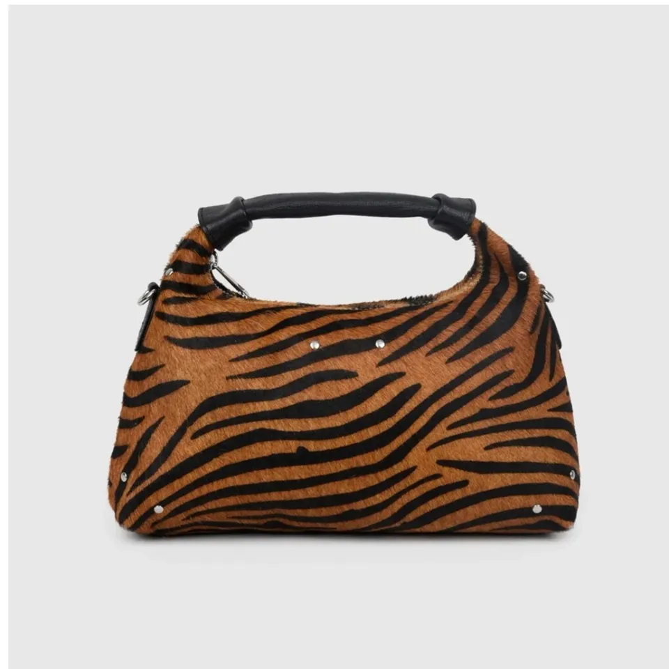 Nunoo Dandy Stripes Deluxe handtas donkerbruin Multicolour