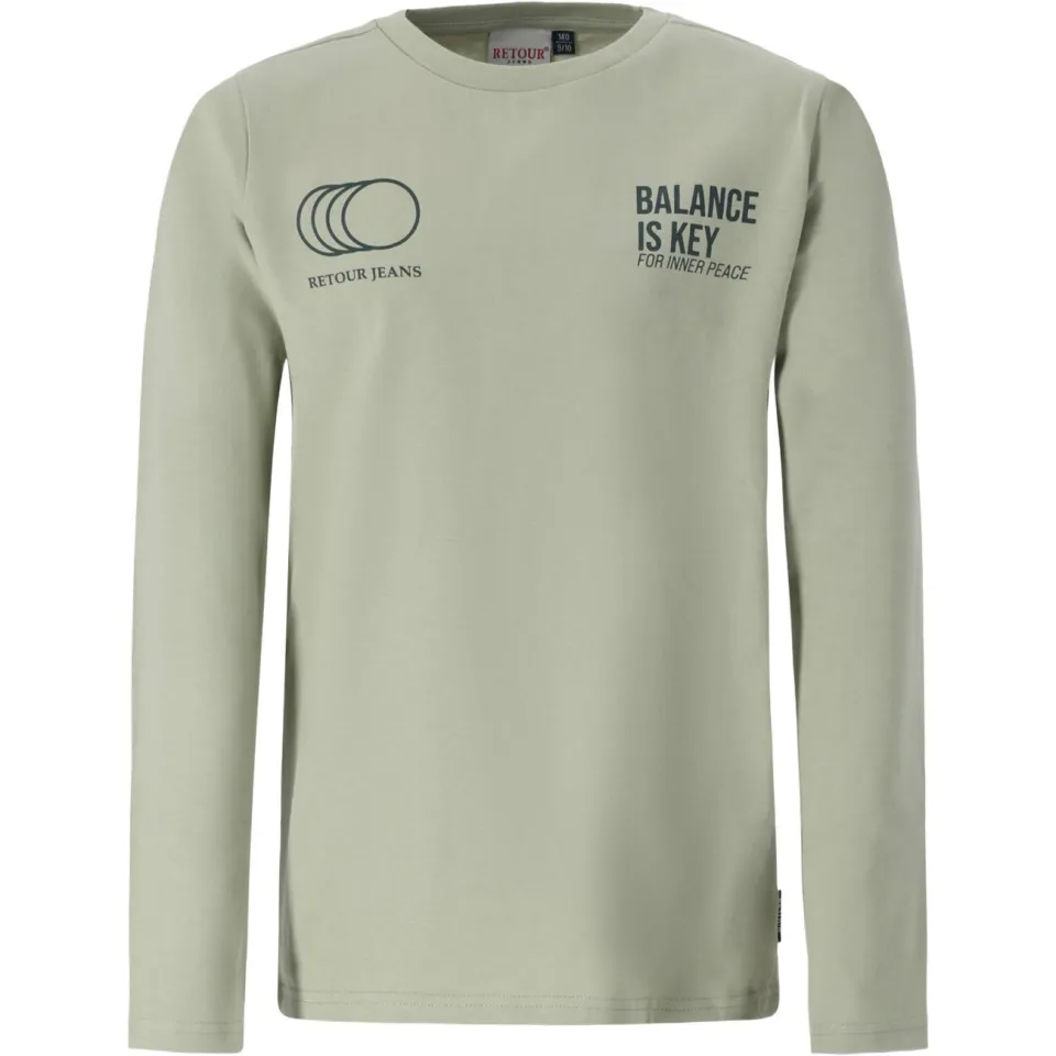 Retour Jeans rechtvallende longsleeve met print lichtgroen