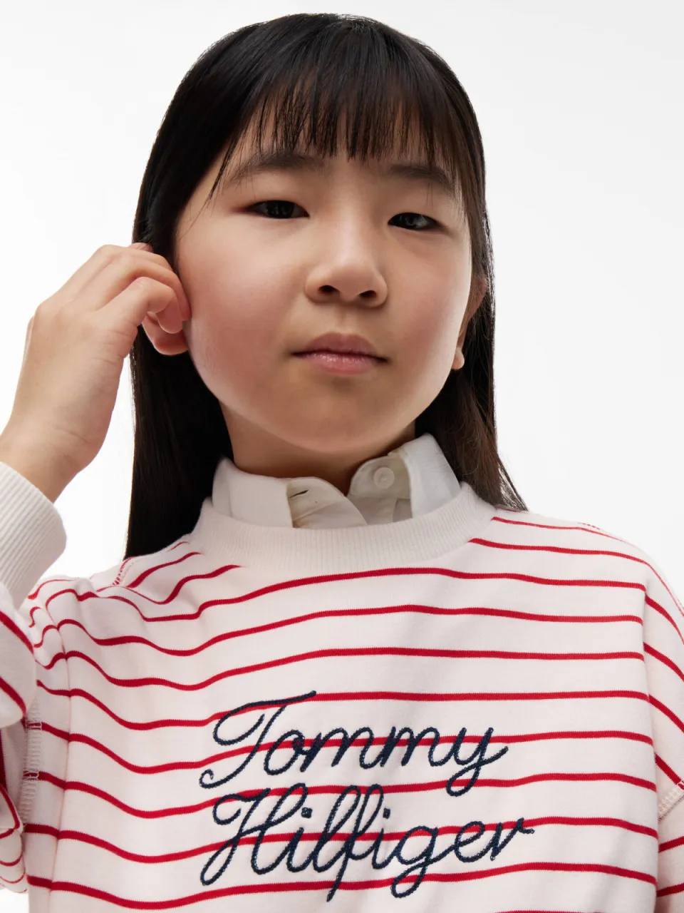 Tommy Hilfiger gestreepte sweater met tekst en borduursels - rood, foto 4