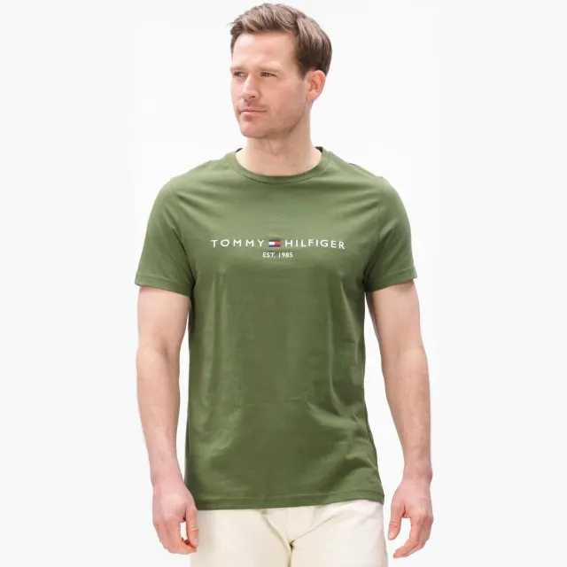 Tommy Hilfiger Heren Polo's & T-shirts Tommy Logo Tee - Olijf