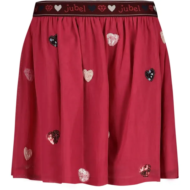 Jubel korte rok met tule en hartjes roze