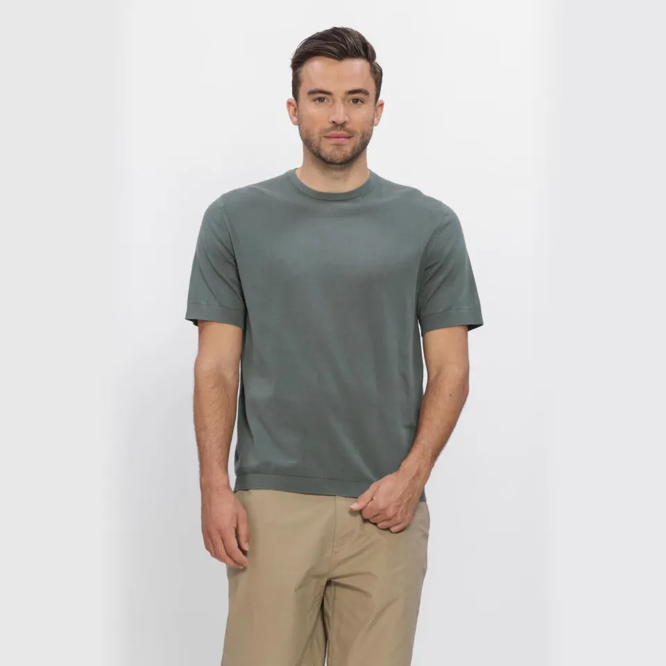 Selected regular T-shirt groen fijn gebreid, foto 2