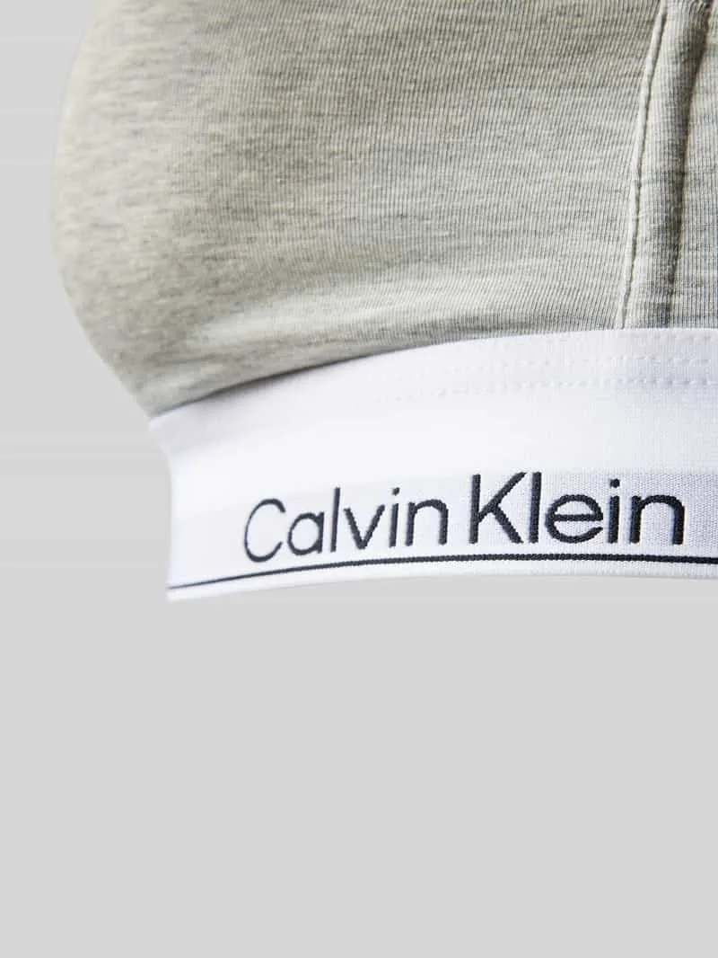 Calvin Klein Triangelbeha met logo in band en spaghettibandjes lichtgrijs, foto 4
