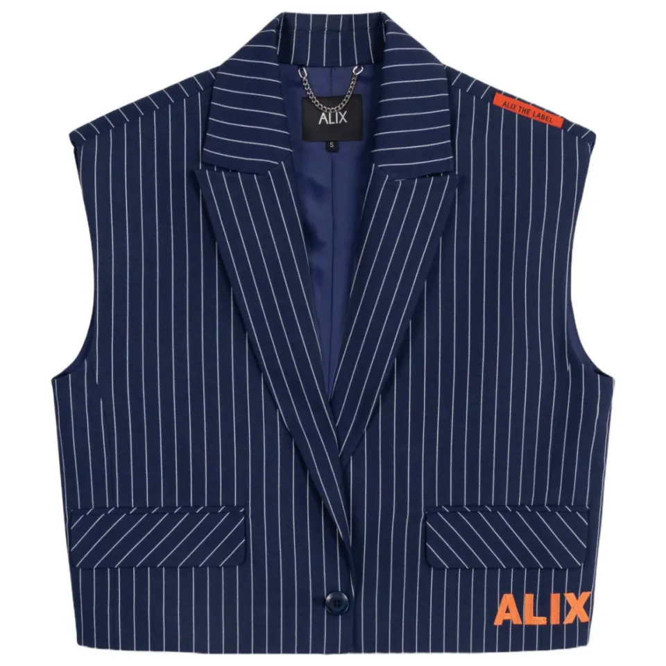 Alix The Label gilet met krijtstreep - donkerblauw, foto 2
