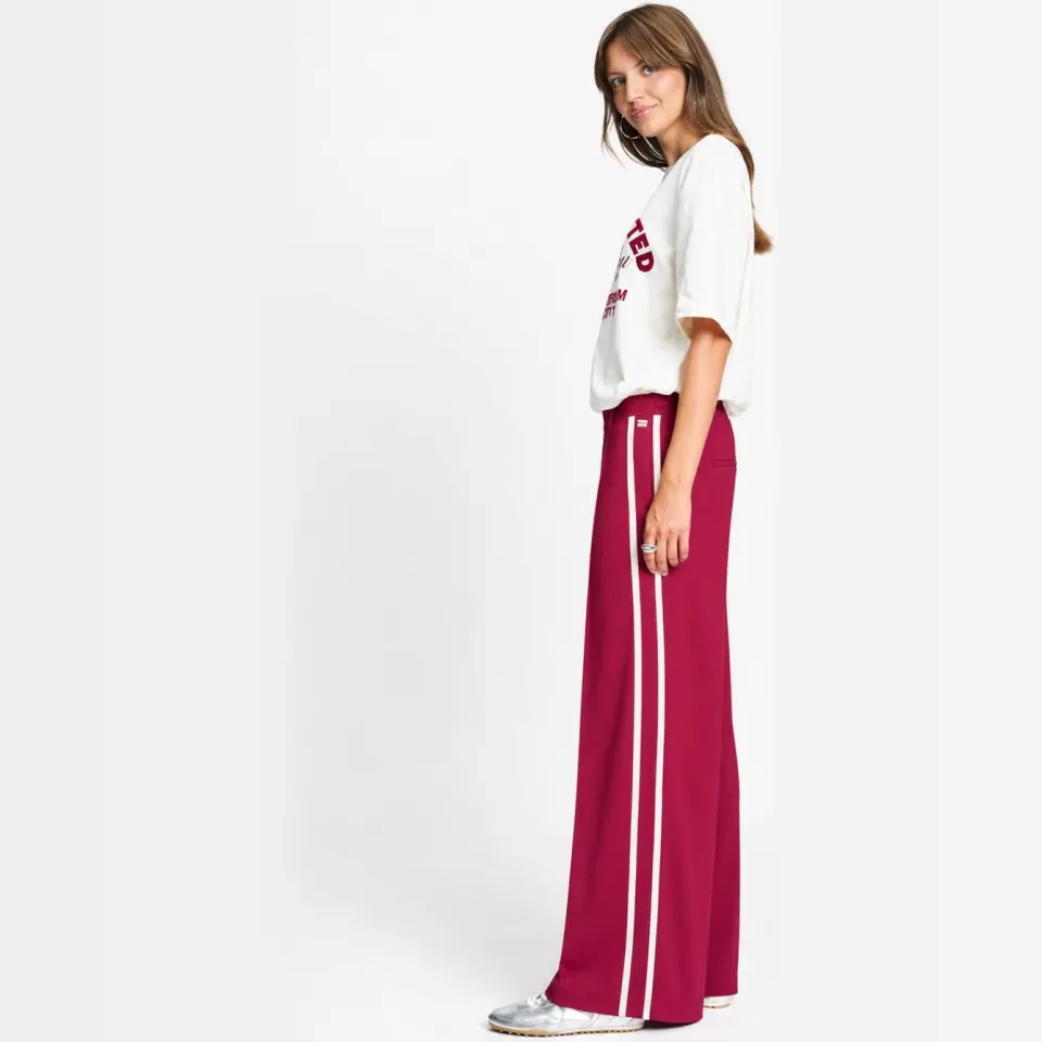 POM Amsterdam high waist wide leg gestreepte broek - rood, foto 3
