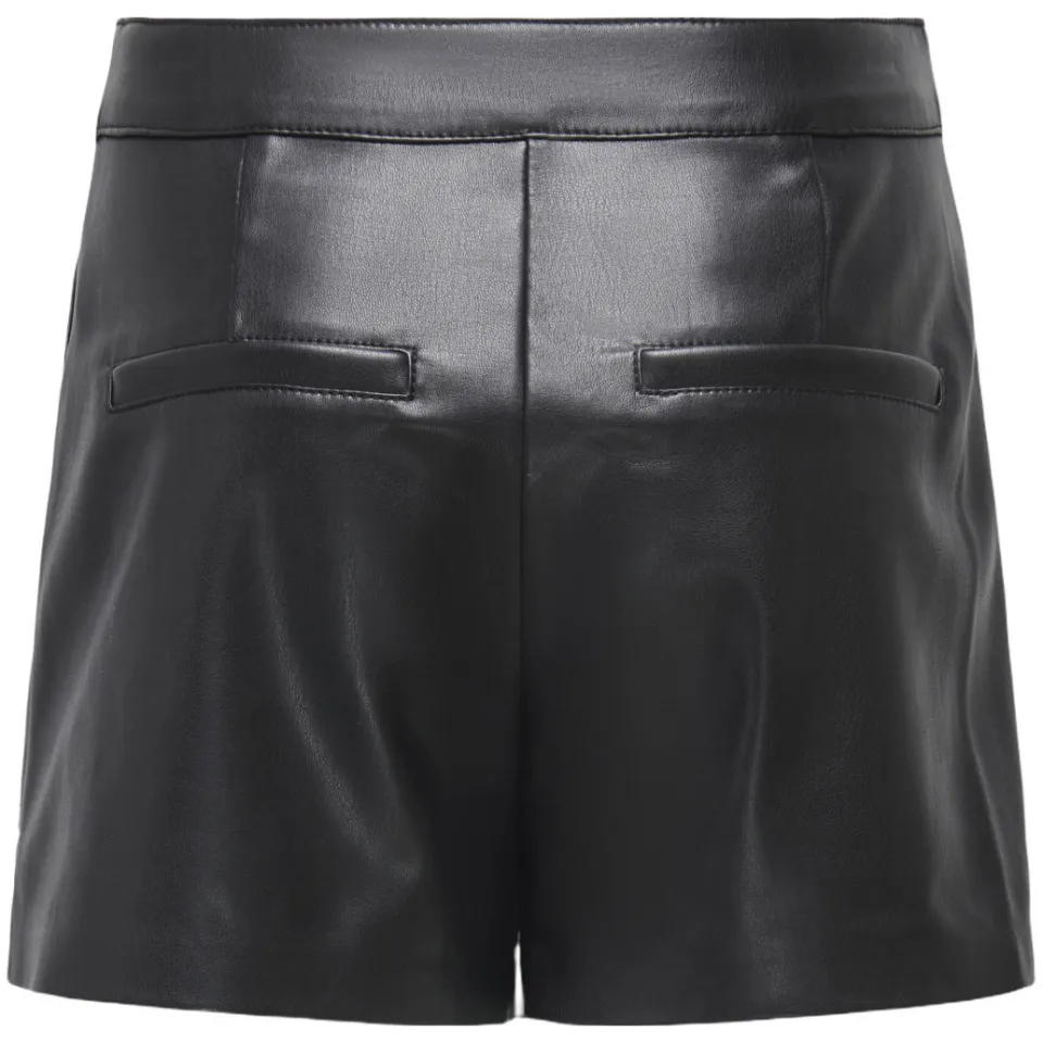 Only imitatieleren korte broek zwart, foto 2