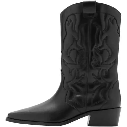 Mango TEEN leren western laarzen - zwart, foto 2