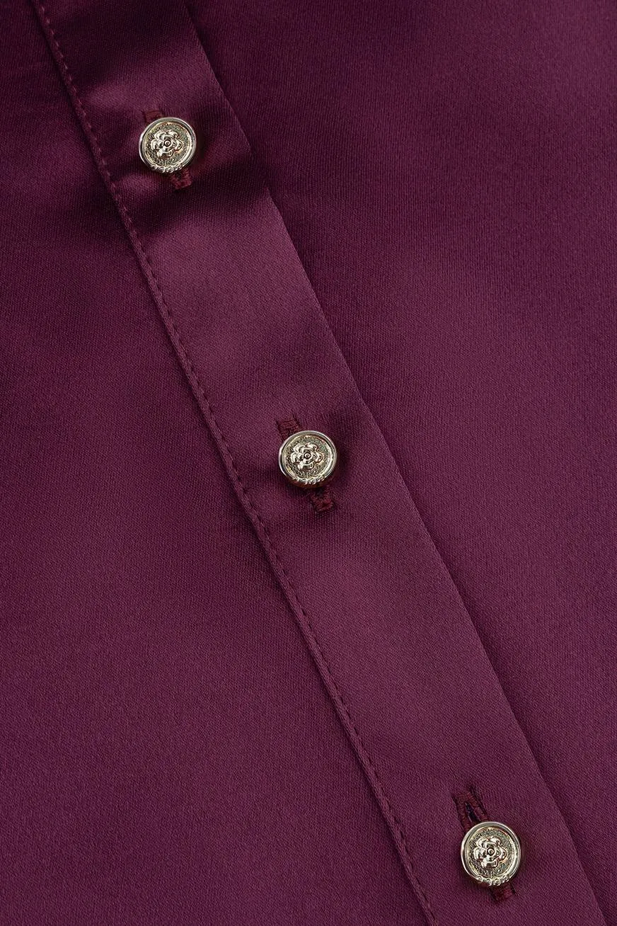 AMAYA Amsterdam satijnen blouse aubergine, foto 4