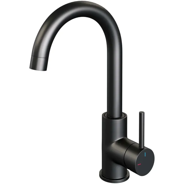 Brauer Black Edition wastafelmengkraan opbouw gebogen mat zwart