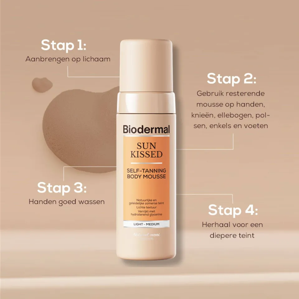 Biodermal Sun Kissed Self-Tanning bodymousse zomers, foto 3