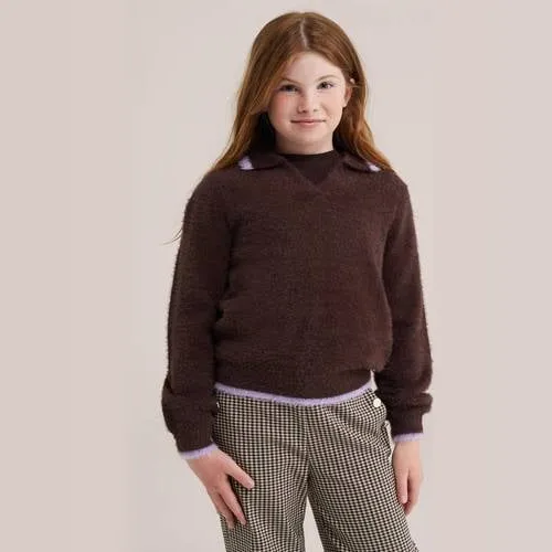 WE Fashion gebreide trui - donkerbruin/lila, foto 2