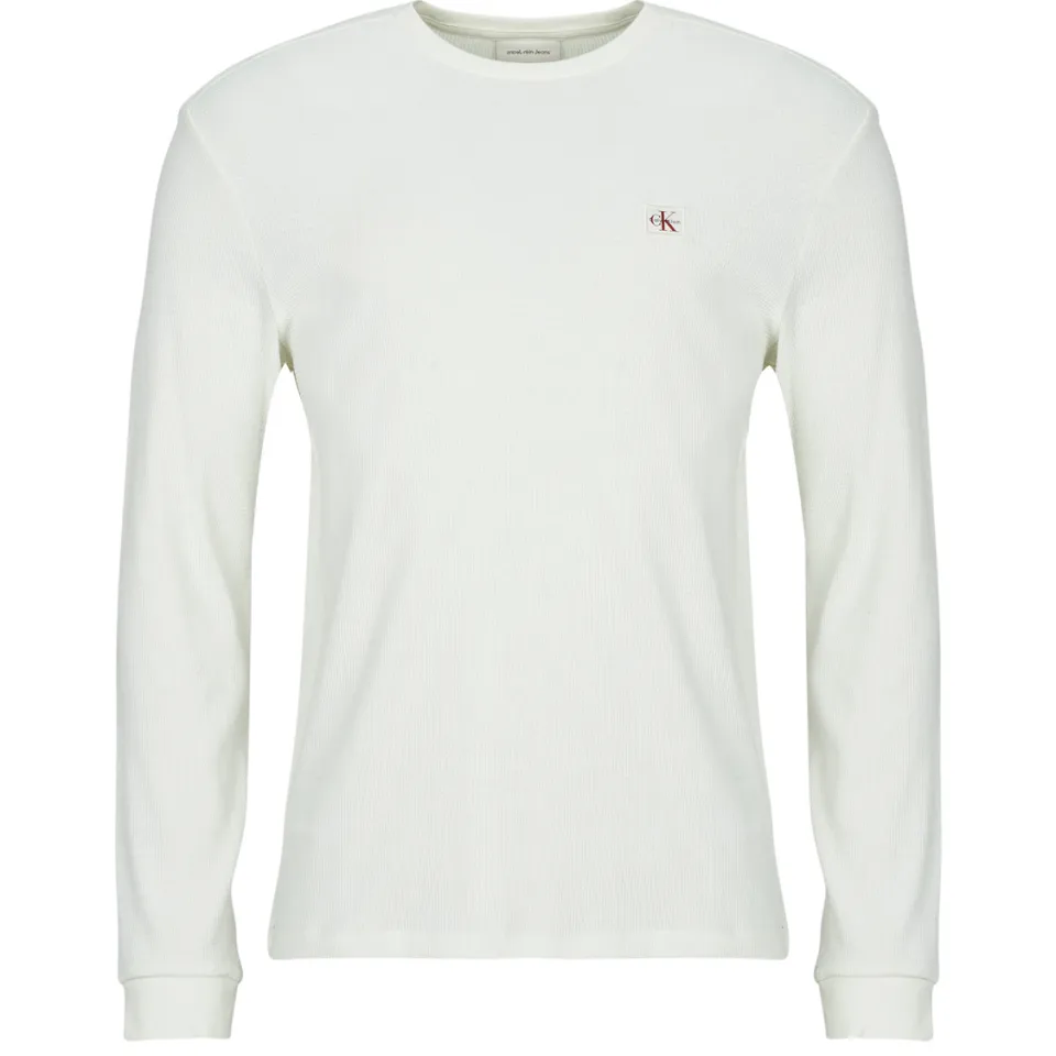 Calvin Klein Shirt met lange mouwen en labeldetail Tofu
