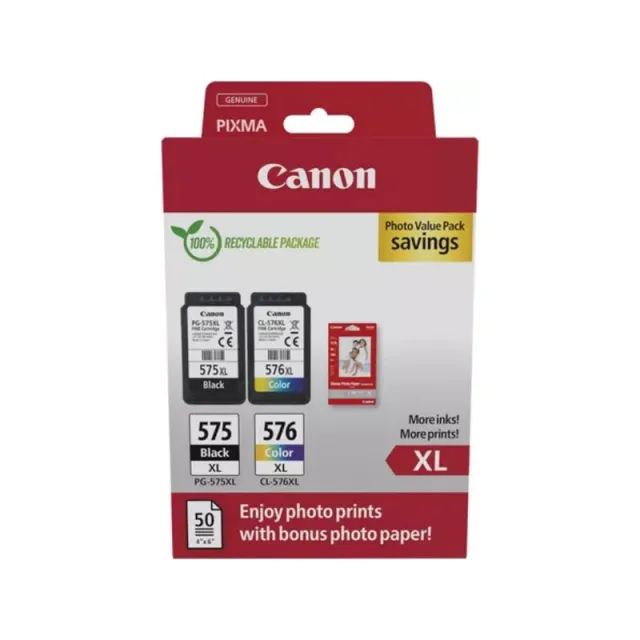 Canon PG-575XL en CL-576XL photo value pack Zwart