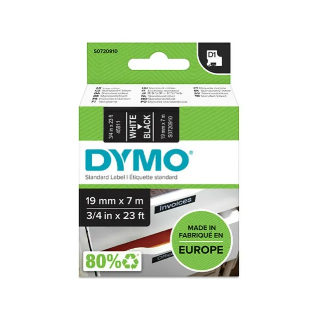 Dymo 45811 (S0720910) Tape Wit op zwart (19 mm), foto 2