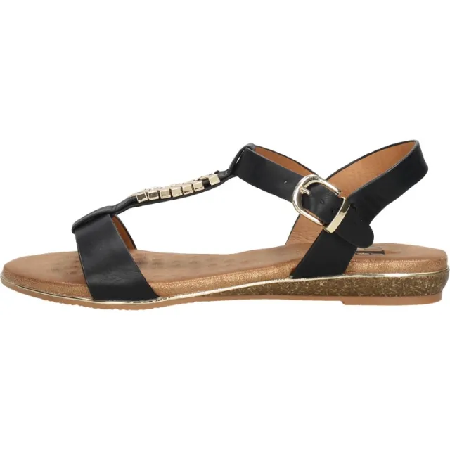 Sub55 sandalen plat zwart, foto 2