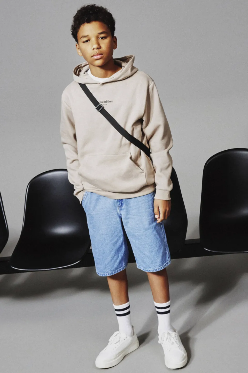 NAME IT KIDS hoodie met tekst beige