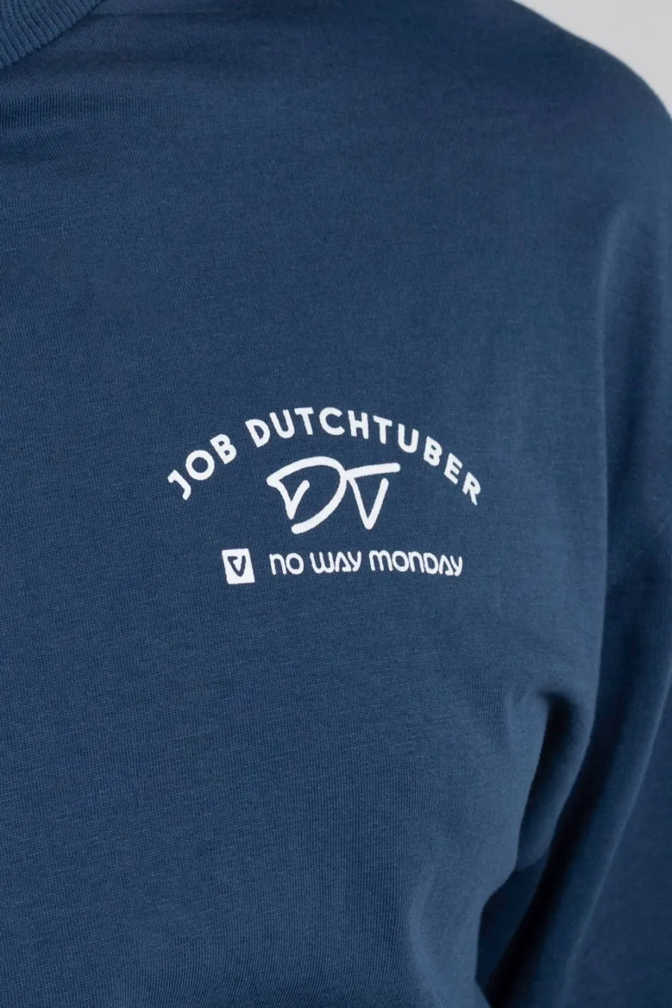 No Way Monday X Job Dutchtuber oversized longsleeve met tekst - blauw/grijs, foto 5