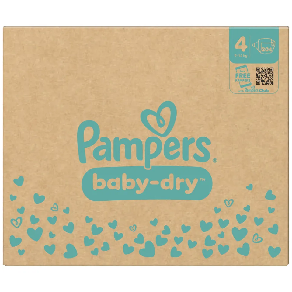 Pampers Baby-Dry Maat 4 maandbox - 204 luiers - 9kg- 14kg, foto 5