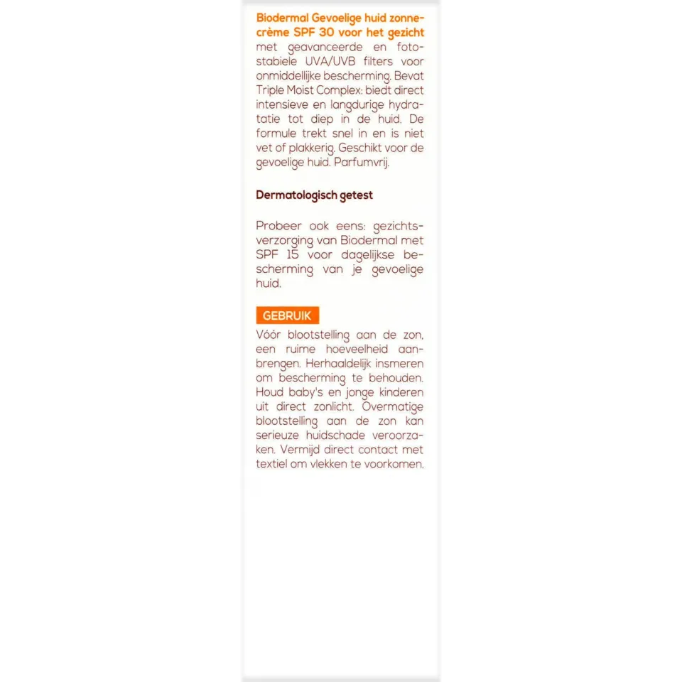 Biodermal gevoelige huid zonnecrème gezicht SPF30, foto 4