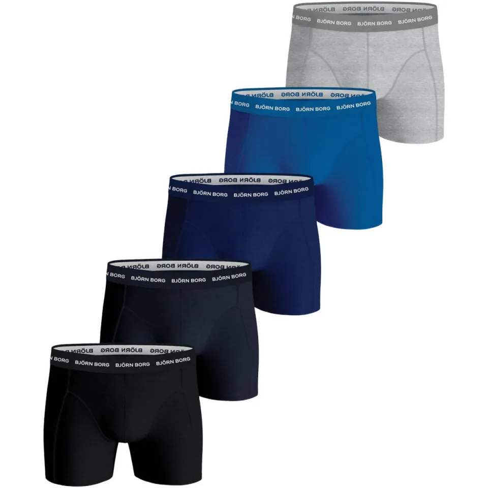 Björn Borg Cotton Stretch boxershorts 5-pack Blauw/zwart/grijs