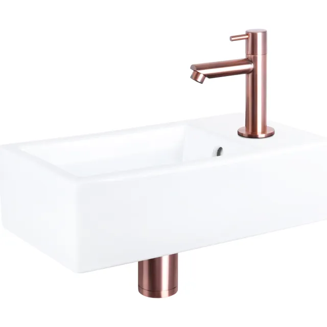 Differnz Fonteinset Differnz Force Keramiek 40x22x11.5 cm Wit Met Rechte Kraan Rood Koper