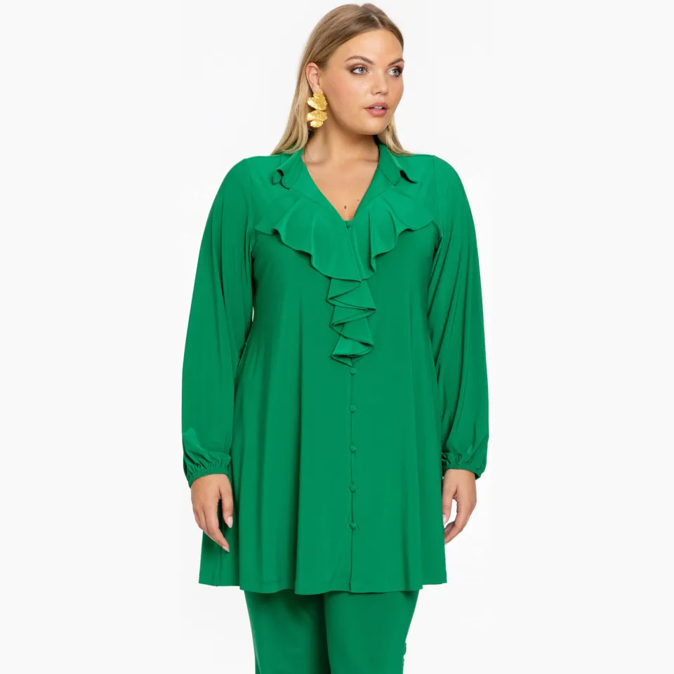 Yoek blouse met ruches groen, foto 2