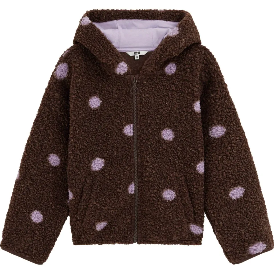 WE Fashion winterteddyjas met stippen donkerbruin donkerbruin/lila, foto 2