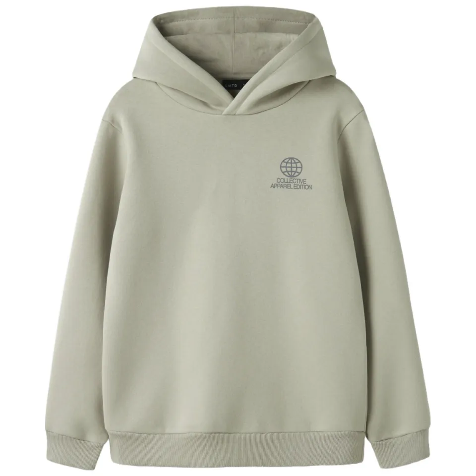 LMTD loose fit hoodie met backprint - beige, foto 2