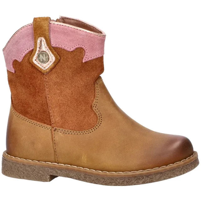 Nelson Kids leren laarzen - cognac/roze