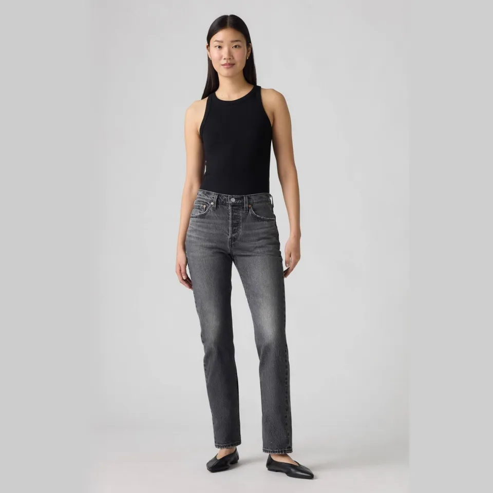 Levi's 501 high waist straight leg jeans Black denim