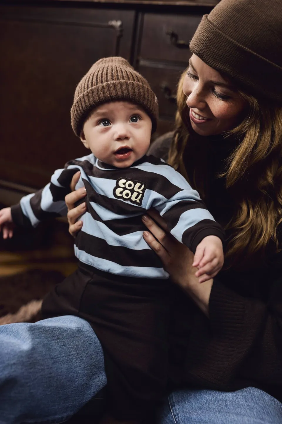 Z8 newborn gestreepte sweater - donkerbruin/lichtblauw, foto 6