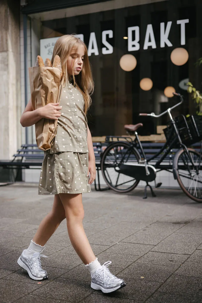 LEVV blousetop met stippen groen, foto 6