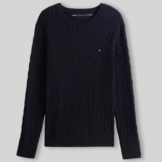 Tommy Hilfiger Classic Cotton Cable Crew Sweater Heren blauw, foto 2