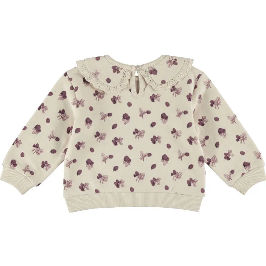 Dirkje oversized sweater met broderie en print - beige, foto 3