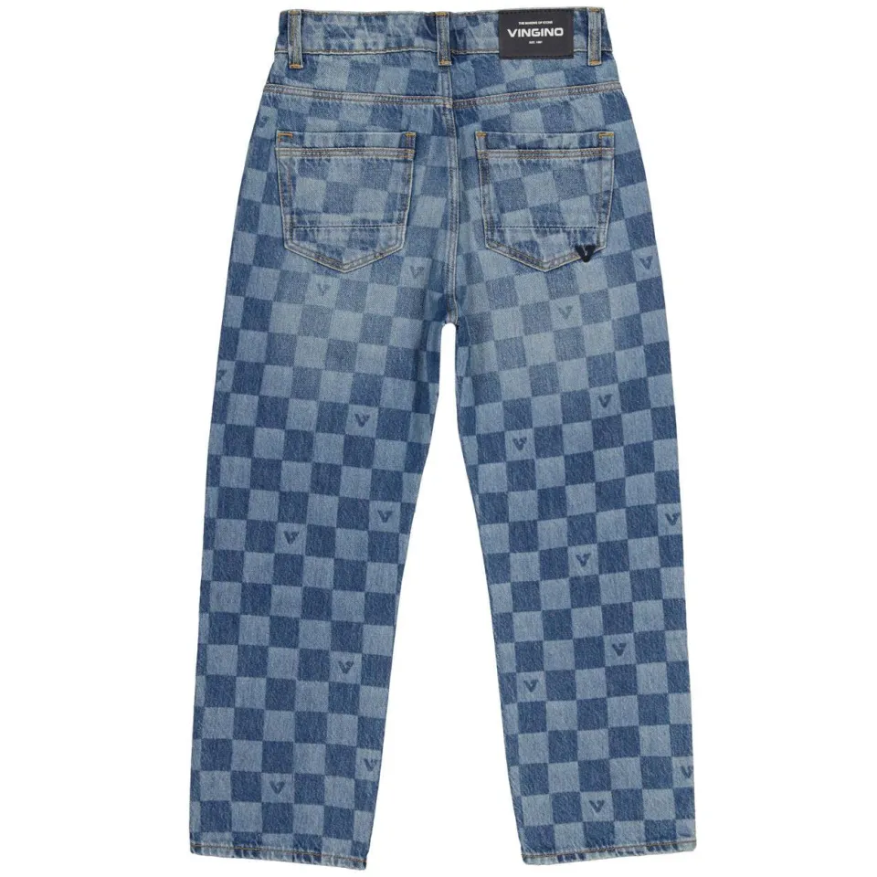 Vingino Cadore loose fit geruite jeans met check - tinted mid blue, foto 3