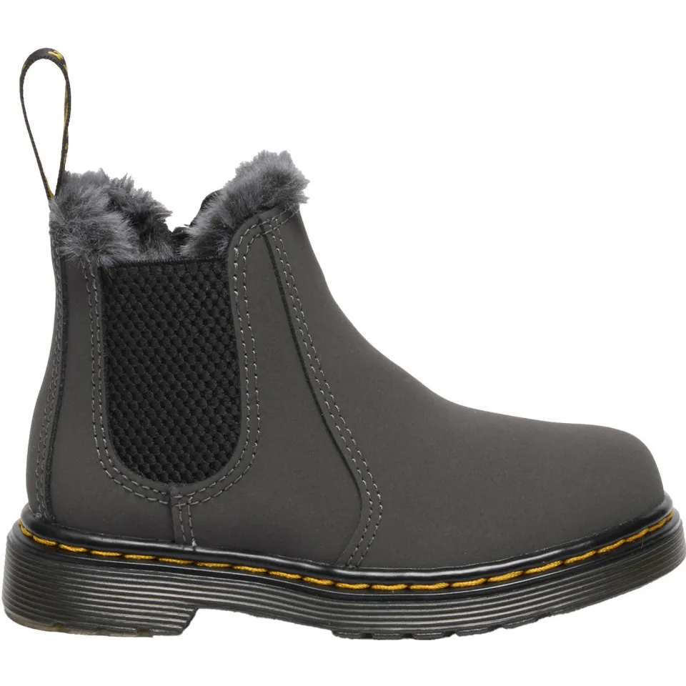 Dr. Martens 2976 Leonore gevoerde suède enkelboots Gunmetal Soho Buck kleuter
