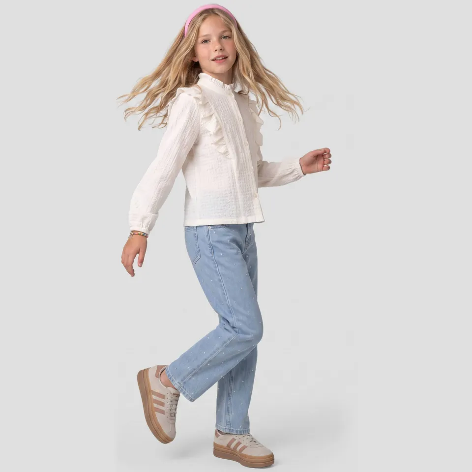 Me & My Monkey rechtvallende blouse met ruches ecru, foto 5