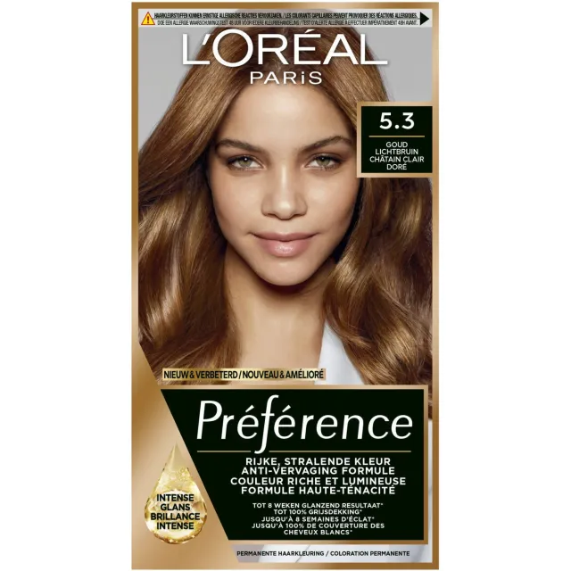 L'oréal Préférence 5.3 haarkleurmiddel goud lichtbruin, foto 2