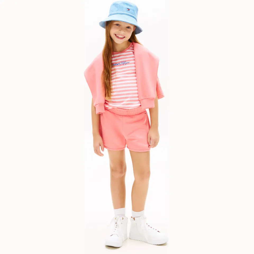 Tommy Hilfiger T-shirt + sweatshort roze/wit